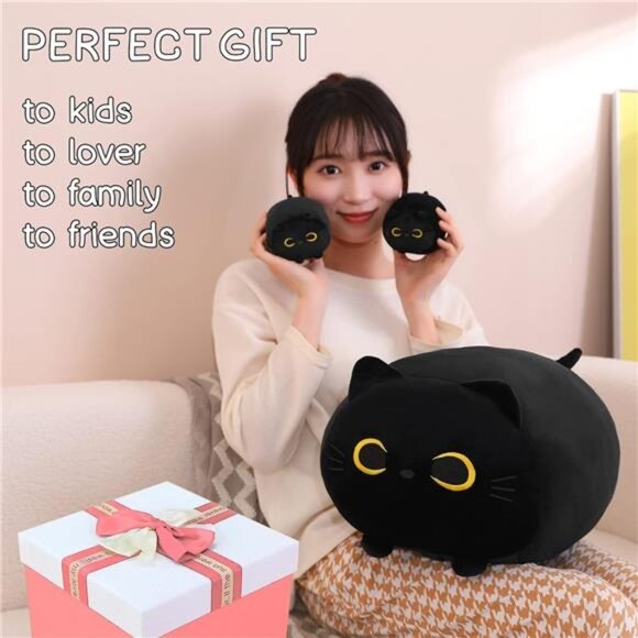 Black Cat Plush, Black Cat Stuffed Animals Plushie with 4 Cute Babies Cat Plush - Picture 6 of 7